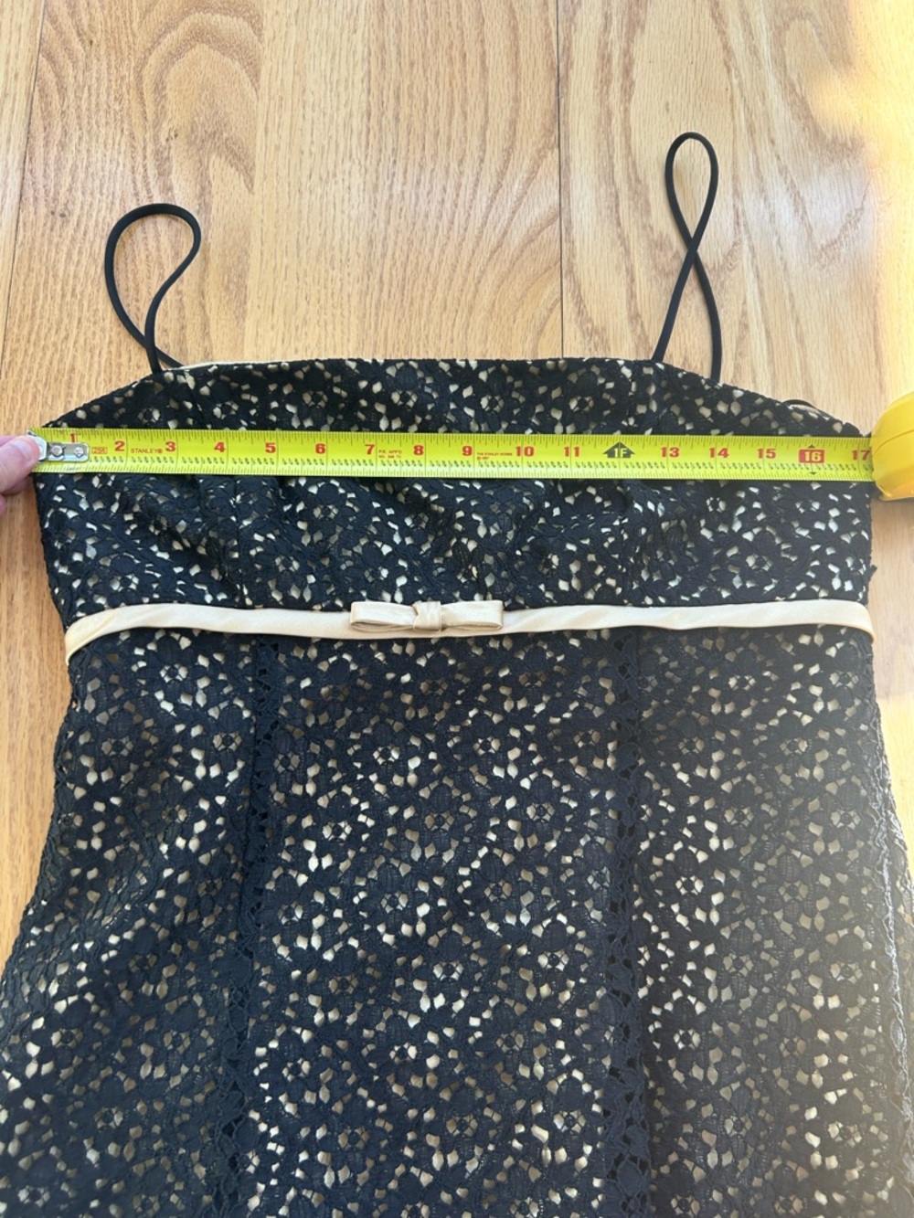 Vintage Betsy & Adam Size 14 Black Lace Gold‎ Empire Waist Dress Y2K Coquette - Picture 6 of 9